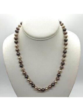 Hand Knotted Faux Pearl Necklace Multi-Color Strand Elegant Traditional Formal